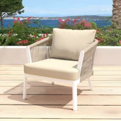 Salotto da giardino in alluminio 2 posti 3 pezzi Amalfi Bianco e beige Salotto Da Balcone|Salotto Da Giardino