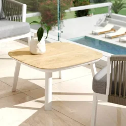Salotto da giardino in alluminio 2 posti 3 pezzi Amalfi Bianco e beige Salotto Da Balcone|Salotto Da Giardino