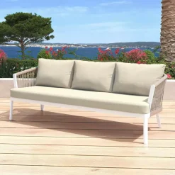 Online Salotto da giardino in alluminio 5 posti 4 pezzi Amalfi Bianco e beige Salotto Da Giardino