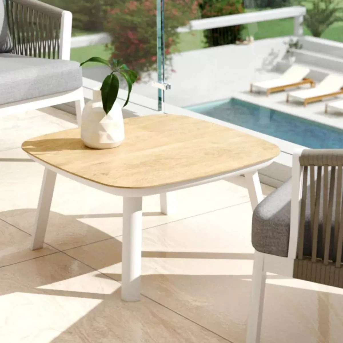 Clearance Salotto da giardino in alluminio 2 posti 3 pezzi Amalfi Bianco e tortora Salotto Da Balcone|Salotto Da Giardino