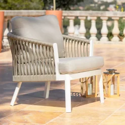 Clearance Salotto da giardino in alluminio 2 posti 3 pezzi Amalfi Bianco e tortora Salotto Da Balcone|Salotto Da Giardino