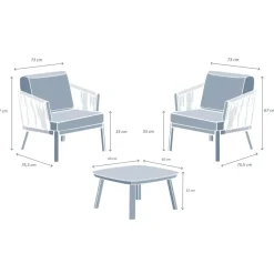 Clearance Salotto da giardino in alluminio 2 posti 3 pezzi Amalfi Bianco e tortora Salotto Da Balcone|Salotto Da Giardino