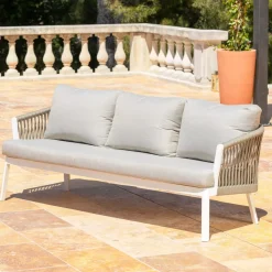 Clearance Salotto da giardino in alluminio 5 pezzi Amalfi Bianco e tortora Salotto Da Giardino