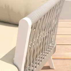 New Salotto da giardino in alluminio 5 pezzi Amalfi Bianco e beige Salotto Da Giardino