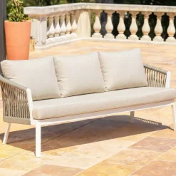 New Salotto da giardino in alluminio 5 pezzi Amalfi Bianco e beige Salotto Da Giardino
