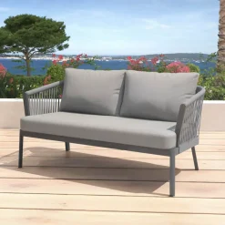 New Salotto da giardino in alluminio 4 posti 4 pezzi Amalfi Grigio Salotto Da Giardino