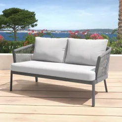 Clearance Salotto da giardino in alluminio 4 posti 4 pezzi Amalfi Grigio antracite e grigio chiaro Salotto Da Giardino