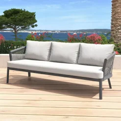 Sale Salotto da giardino in alluminio 5 pezzi Amalfi Grigio antracite e grigio chiaro Salotto Da Giardino