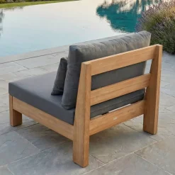 Salotto da giardino in legno di acacia 5 pezzi Bornéo Grigio Salotto Da Giardino