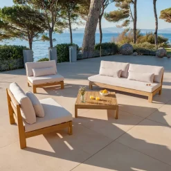 Salotto da giardino in legno di acacia 5 posti 4 pezzi Bornéo Salotto Da Giardino