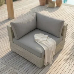 Discount Salotto da giardino in resina intrecciata 5 posti 6 pezzi Palma Grigio e antracite Salotto Da Giardino