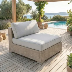 New Salotto da giardino in resina intrecciata 9 pezzi Palma Grigio Salotto Da Giardino