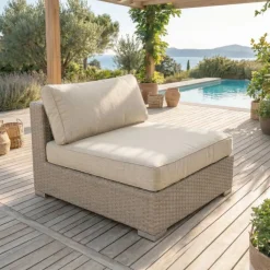 Best Salotto da giardino in resina intrecciata 9 pezzi Palma Grigio e beige Salotto Da Giardino