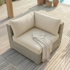 Best Salotto da giardino in resina intrecciata 9 pezzi Palma Grigio e beige Salotto Da Giardino