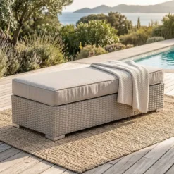 New Salotto da giardino in resina intrecciata 9 pezzi Palma Grigio e tortora Salotto Da Giardino