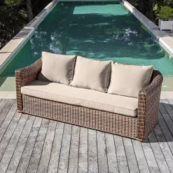 New Salotto da giardino in resina intrecciata 5 pezzi Calvi Seppia e tortora Salotto Da Giardino