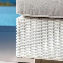 Hot Salotto da giardino in resina intrecciata 2 posti 3 pezzi Palma Bianco e grigio Salotto Da Balcone|Salotto Da Giardino