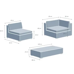 Salotto da giardino in resina intrecciata 4 posti 5 pezzi Palma Bianco e grigio Salotto Da Giardino