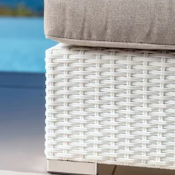 Hot Salotto da giardino in resina intrecciata 4 posti 5 pezzi Palma Bianco e tortora Salotto Da Giardino