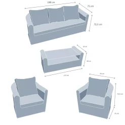 Outlet Salotto da giardino in resina intrecciata 5 posti 4 pezzi Calvi Grigio e grigio chiaro Salotto Da Giardino