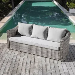 Sale Salotto da giardino in resina intrecciata 5 pezzi Calvi Grigio e grigio chiaro Salotto Da Giardino
