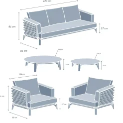 Clearance Salotto da giardino Monte Carlo 5 posti Salotto Da Giardino