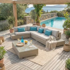 Online Salotto da giardino Palma Grigio - 5 posti Salotto Da Giardino