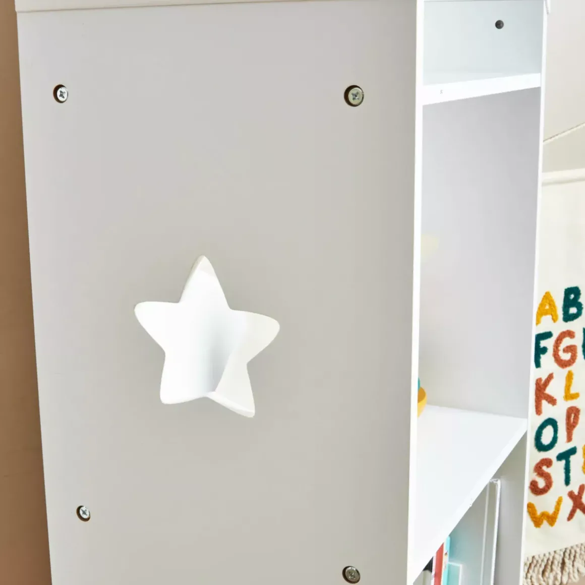 Scaffale bambino legno 4 scomparti (H154 cm) Stars Bianco