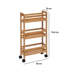 Scaffale 3 ripiani bambù (H74,5 cm) Pia Naturale