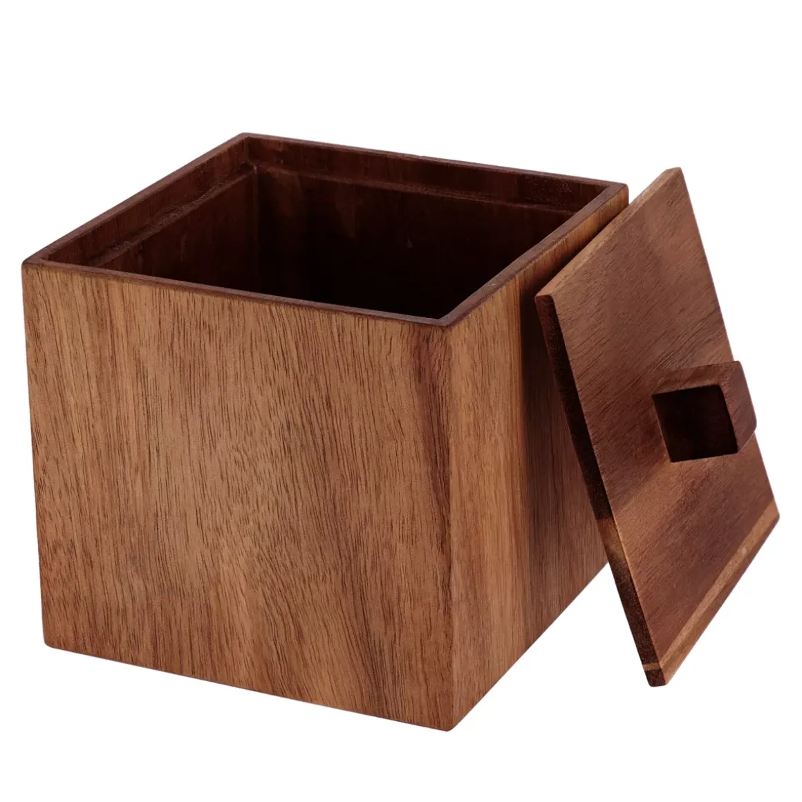 Scatola di cotone in legno d'acacia (H10 cm) Lina Marrone