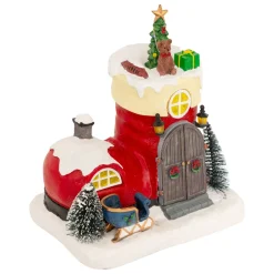 Scena di vita animata e musicale (H22 cm) Stivale di Babbo Natale