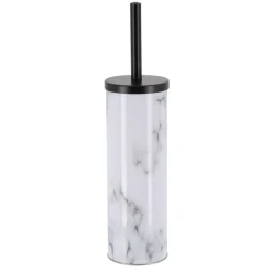 Scopino WC con coperchio in metallo effetto marmo Séma Grigio