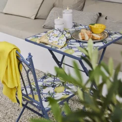 Best Sedia bistro pieghevole in mosaico Sorrento Azzurro Salotto Da Balcone|Sedie Da Giardino