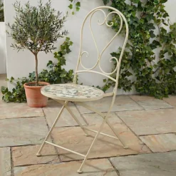 Online Sedia bistrot pieghevole in mosaico Genève Crema Salotto Da Balcone|Sedie Da Giardino