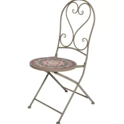 Clearance Sedia bistrot pieghevole in mosaico Narbonne Tortora e rosa Salotto Da Balcone|Sedie Da Giardino