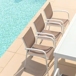 Sedia da giardino alluminio impilabile Murano Bianco e tortora Sedie Da Giardino