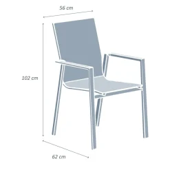 Sale Sedia da giardino con schienale alto in alluminio impilabile Murano Grigio Sedie Da Giardino