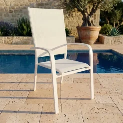 Outlet Sedia da giardino con schienale alto in alluminio impilabile Murano Sedie Da Giardino