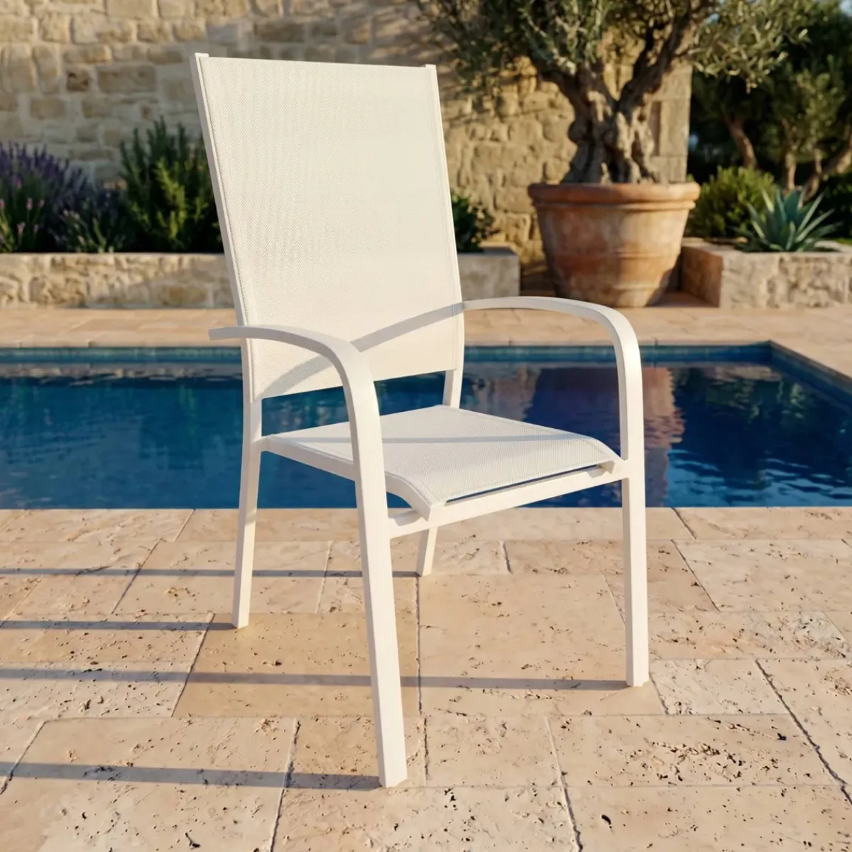 Outlet Sedia da giardino con schienale alto in alluminio impilabile Murano Sedie Da Giardino