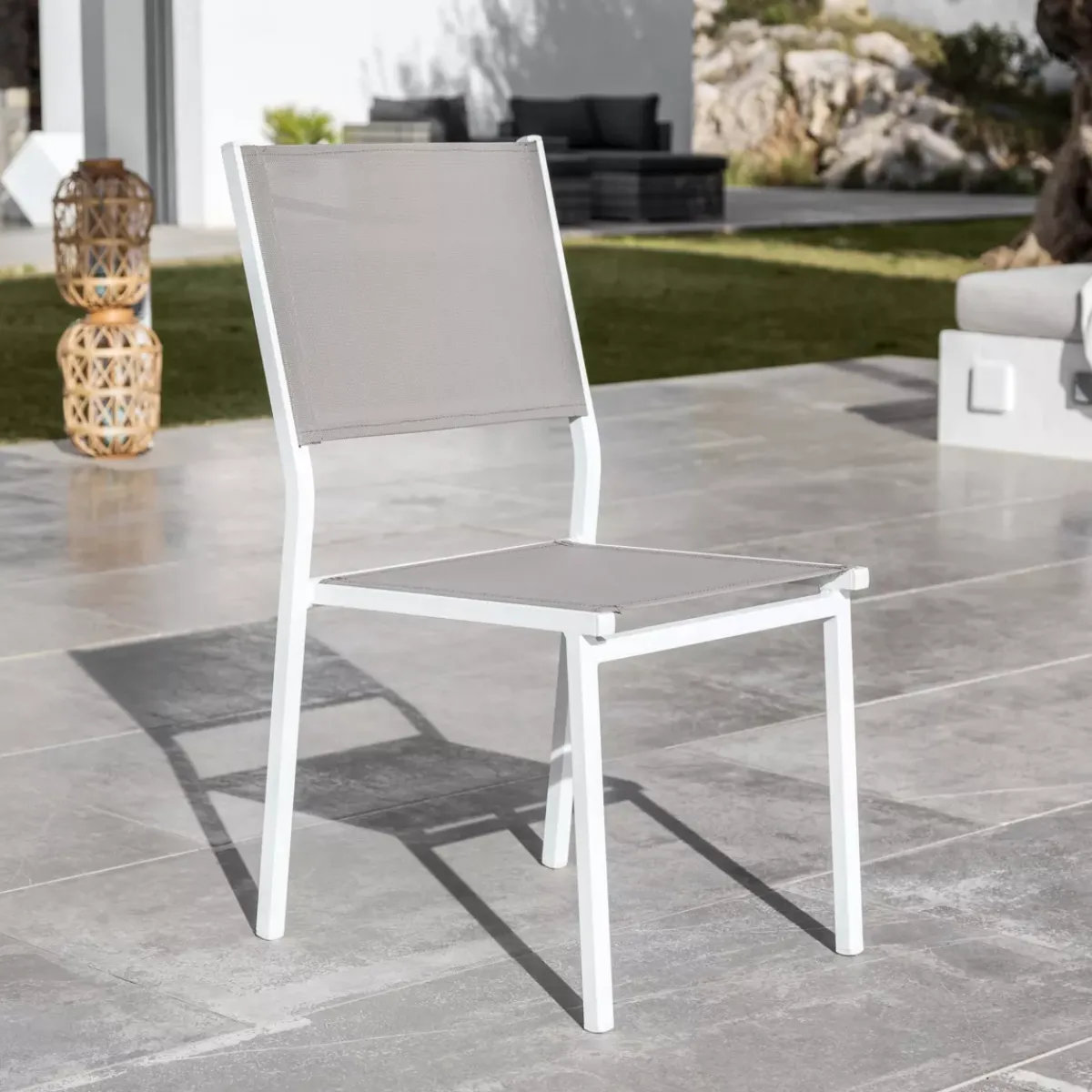 Discount Sedia da giardino impilabile Alluminio Murano Bianco/Tortora Sedie Da Giardino