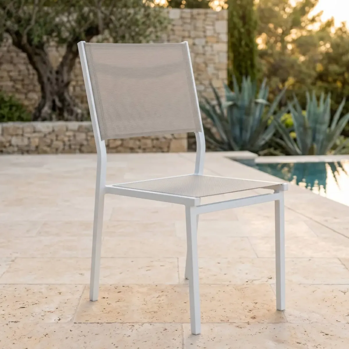 Discount Sedia da giardino impilabile Alluminio Murano Bianco/Tortora Sedie Da Giardino