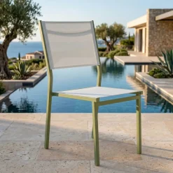 New Sedia da giardino impilabile in alluminio Murano Verde rosmarino Sedie Da Giardino