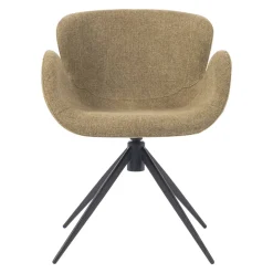 Sedia da pranzo girevole con braccioli in tessuto testurizzato (Altezza seduta 46cm) Pema Verde cachi