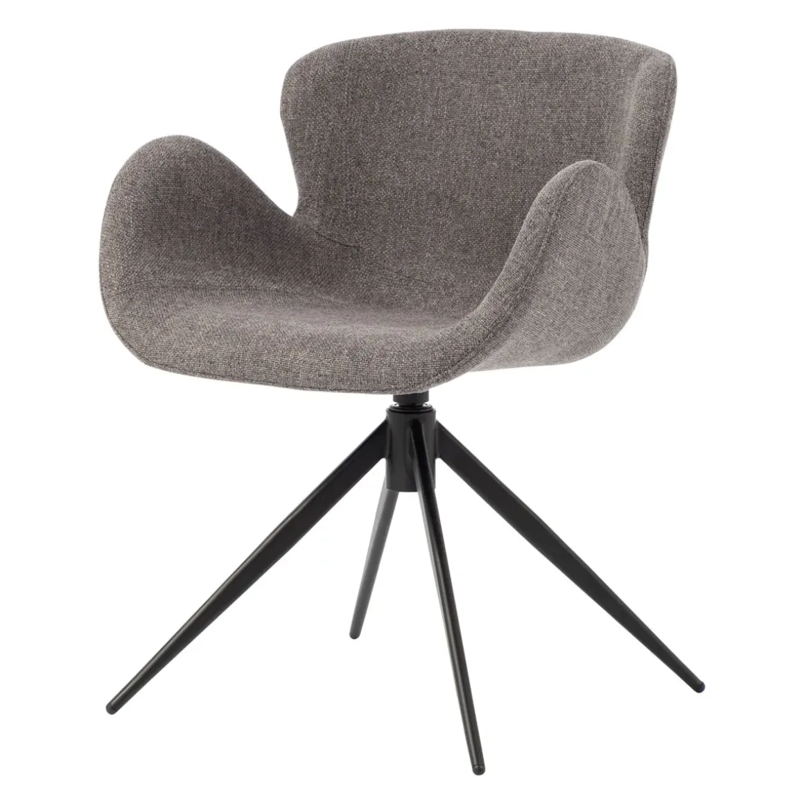 Sedia da pranzo girevole con braccioli in tessuto testurizzato (seduta 46cm) Pema Grigio scuro