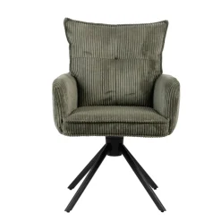 Sedia da pranzo girevole in velluto a coste (seduta 48 cm) Nuva Verde