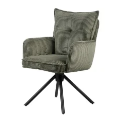 Sedia da pranzo girevole in velluto a coste (seduta 48 cm) Nuva Verde