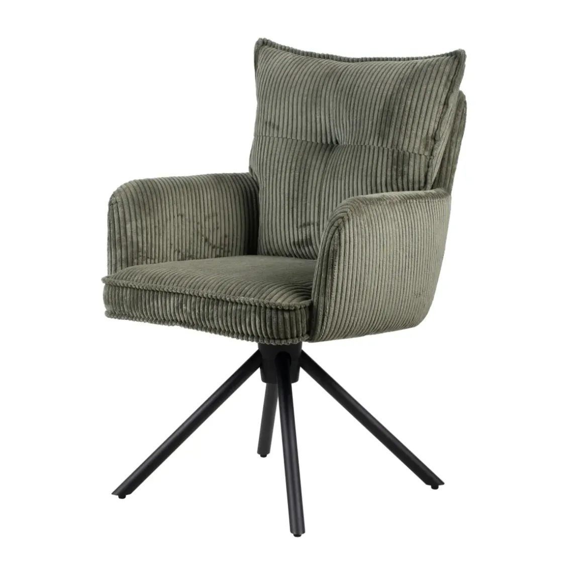 Sedia da pranzo girevole in velluto a coste (seduta 48 cm) Nuva Verde