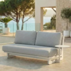 Clearance Set angolare da giardino in alluminio 6 posti Long Beach Bianco cenere e grigio chiaro Salotto Da Giardino