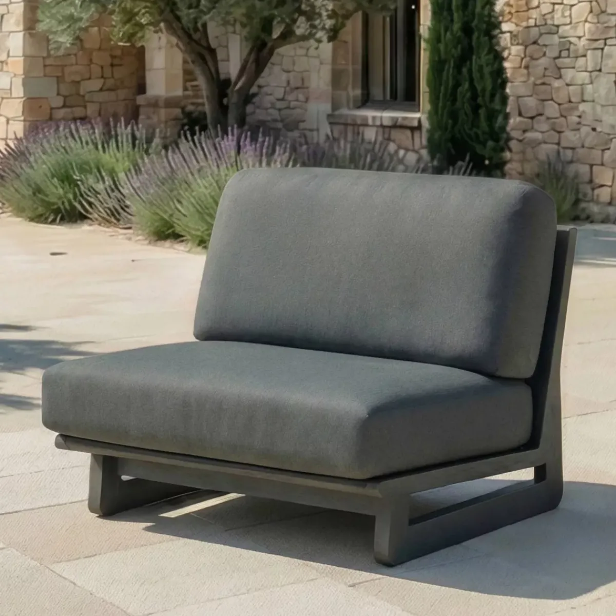 Set angolare da giardino in alluminio 6 posti Long Beach Grigio Salotto Da Giardino