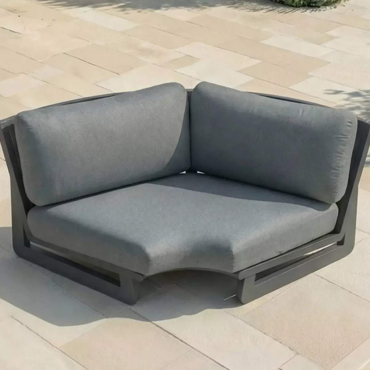 Set angolare da giardino in alluminio 6 posti Long Beach Grigio Salotto Da Giardino